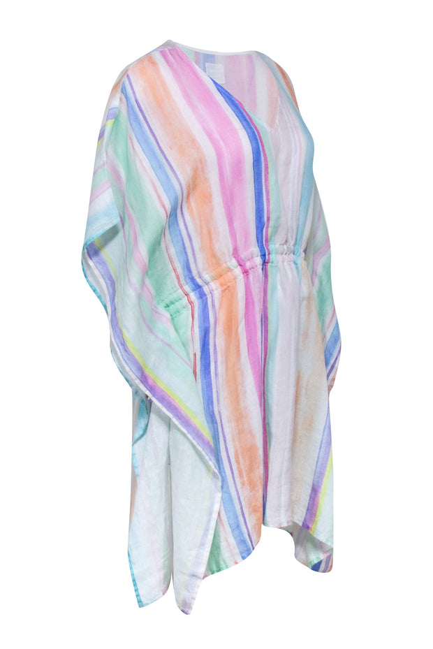 Current Boutique-120% Lino - Pink, Blue, & Green Pastel Multi Color Stripe Tunic Dress Sz 2