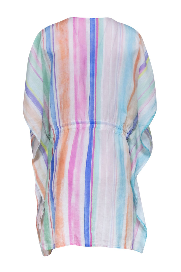 Current Boutique-120% Lino - Pink, Blue, & Green Pastel Multi Color Stripe Tunic Dress Sz 2