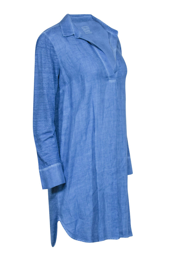 Current Boutique-120% Lino - Blue Linen Tunic Dress Sz S
