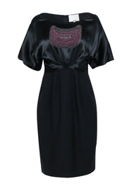 Current Boutique-3.1 Philip Lim - Black Midi Dress w/ Embroidered Satin Top & Wool Skirt Sz 8