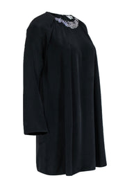Current Boutique-3.1 Phillip Lim - Black Silk Long Sleeve Dress w/ Beaded Neckline Sz 6