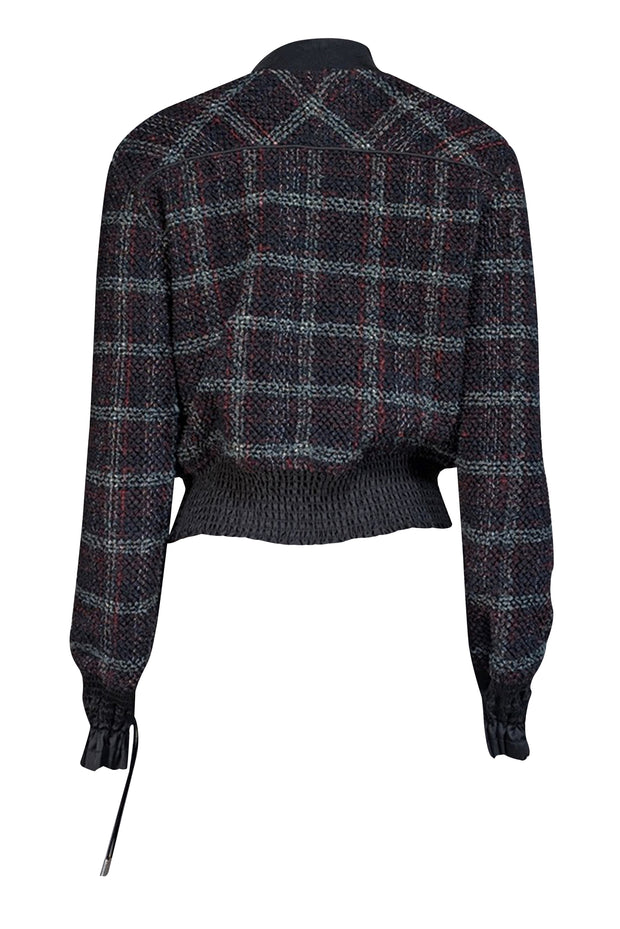 3.1 Phillip Lim - Black, Red, & Grey Textured Tweed Bomber Jacket Sz 6 - Current Boutique