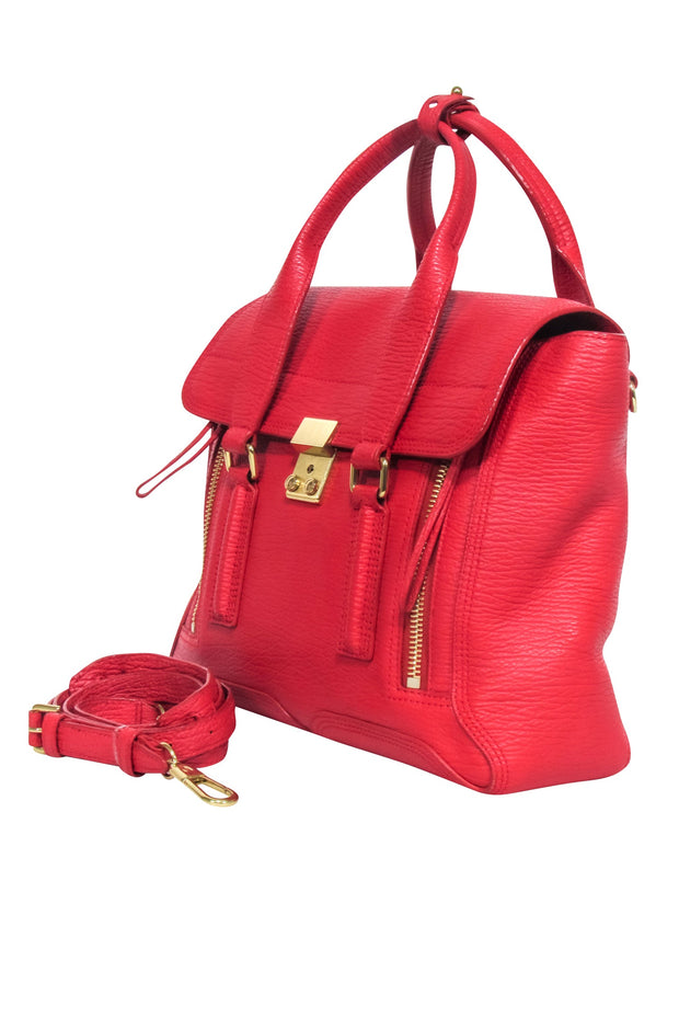 Current Boutique-3.1 Phillip Lim - Red Leather Pashli Satchel Bag