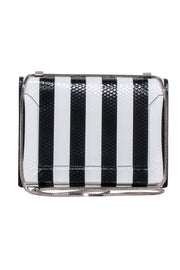 Current Boutique-3.1 Phillip Lim - Black & White Stripe Leather “Soleil” Shoulder Bag