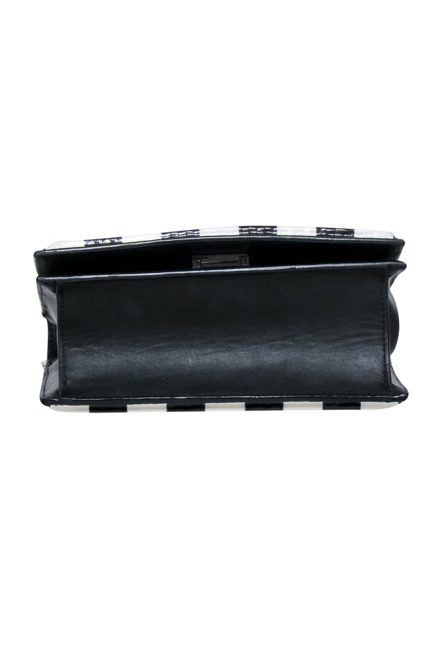 Current Boutique-3.1 Phillip Lim - Black & White Stripe Leather “Soleil” Shoulder Bag