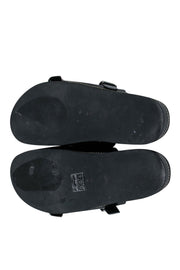 Current Boutique-3.1 Phillip Lim - Black Leather Buckle Detail Slide Sandals Sz 11