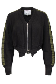 Current Boutique-3.1 Phillip Lim - Brown Crop Sweater w/ Green Trim Sz XS