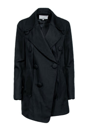 Current Boutique-3.1 Phillip Lim - Black Large Button Double Breasted Trench Coat Sz 6
