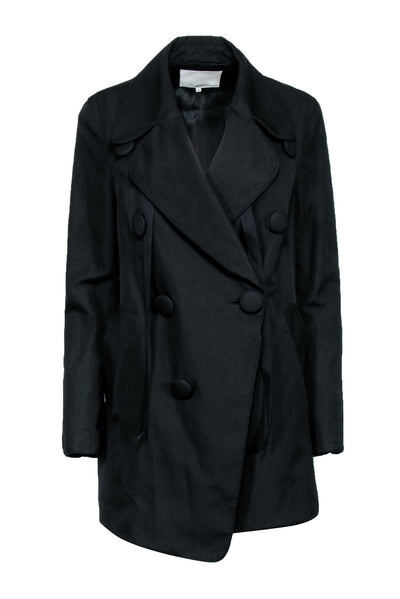 Current Boutique-3.1 Phillip Lim - Black Large Button Double Breasted Trench Coat Sz 6