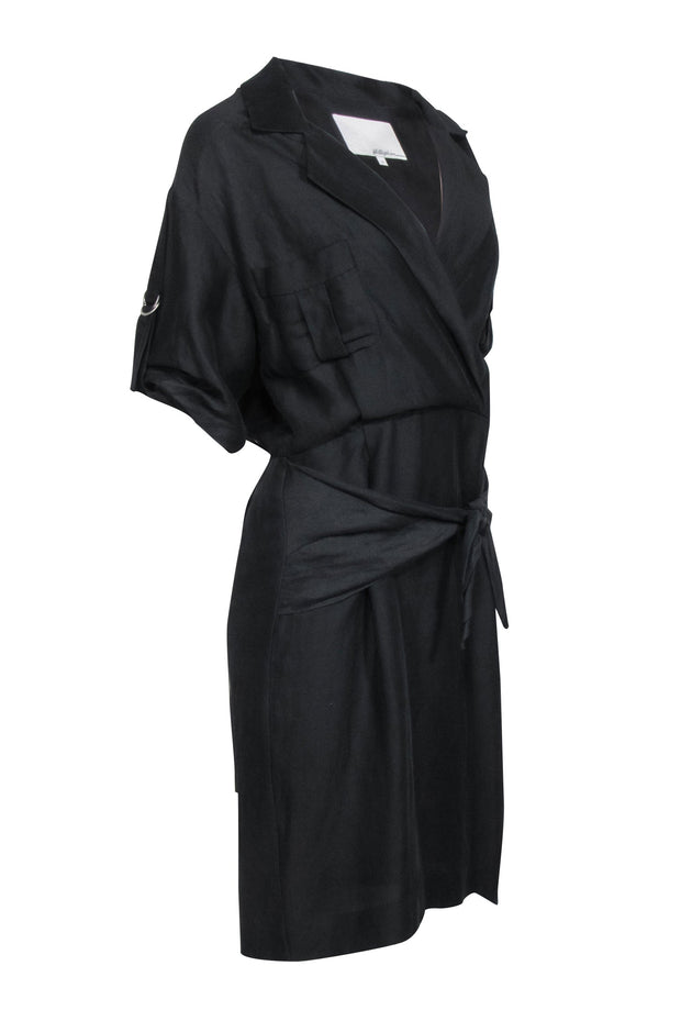 Current Boutique-3.1 Phillip Lim - Black Linen Crop Sleeve Dress Sz 4