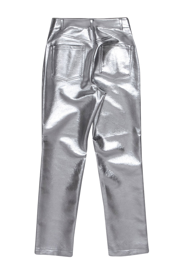 Current Boutique-7 For All Mankind - Silver Faux Leather Straight Leg Pants Sz XS