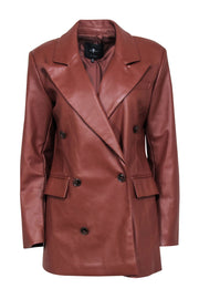 Current Boutique-7 For All Mankind - Brown Faux Leather Double Breasted Jacket Sz M