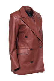 Current Boutique-7 For All Mankind - Brown Faux Leather Double Breasted Jacket Sz M