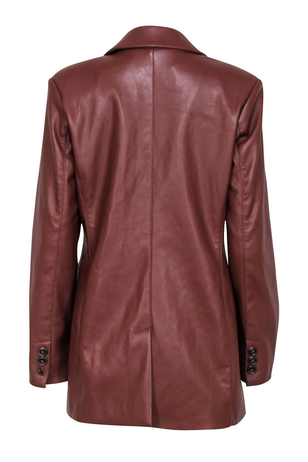 Current Boutique-7 For All Mankind - Brown Faux Leather Double Breasted Jacket Sz M