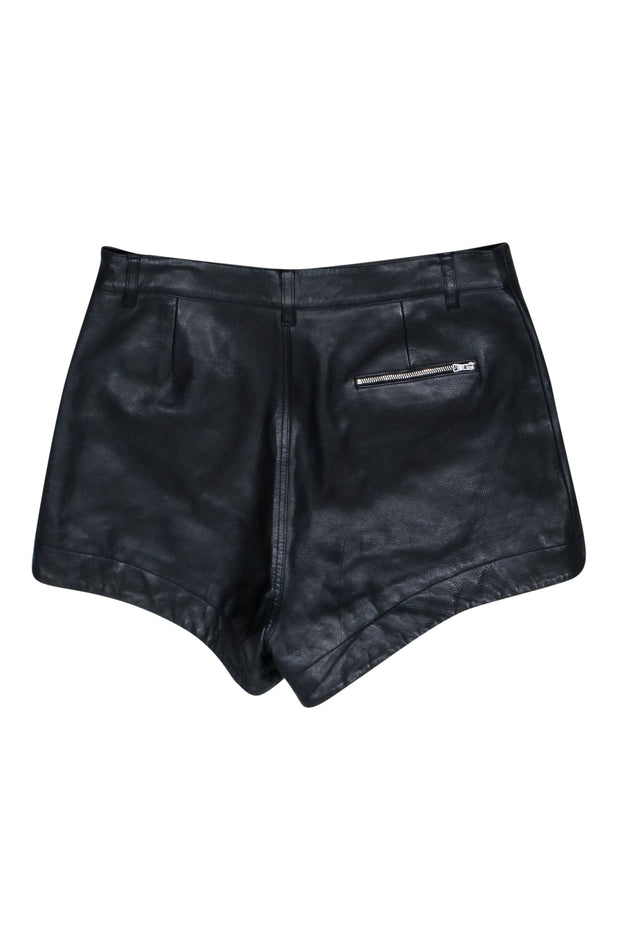 Current Boutique-7 for All Mankind - Black Leather High Rise Shorts Sz 14