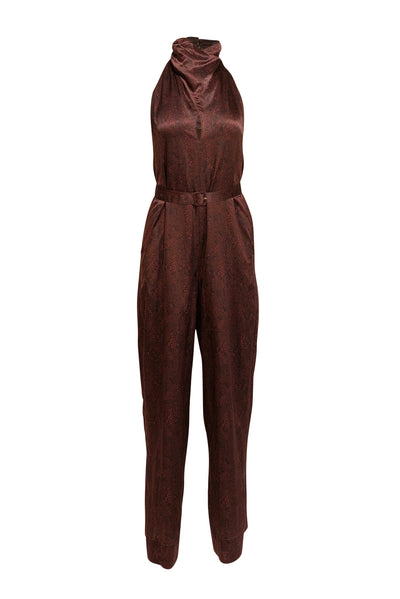 Nicholas - Maroon & Black Snake Print Sleeveless Jumpsuit Sz 4 - Current Boutique