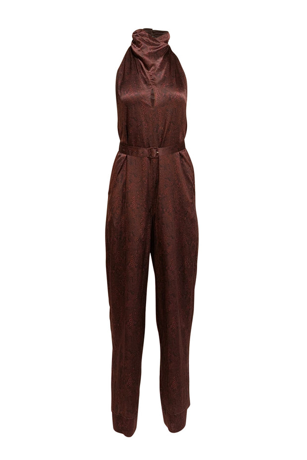 Nicholas - Maroon & Black Snake Print Sleeveless Jumpsuit Sz 4 - Current Boutique