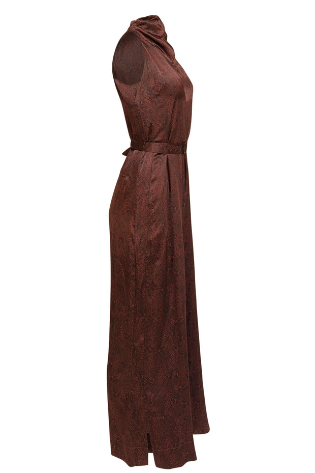 Nicholas - Maroon & Black Snake Print Sleeveless Jumpsuit Sz 4 - Current Boutique