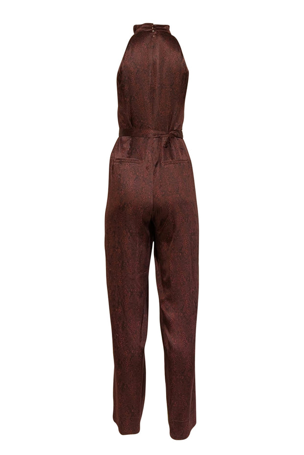 Nicholas - Maroon & Black Snake Print Sleeveless Jumpsuit Sz 4 - Current Boutique