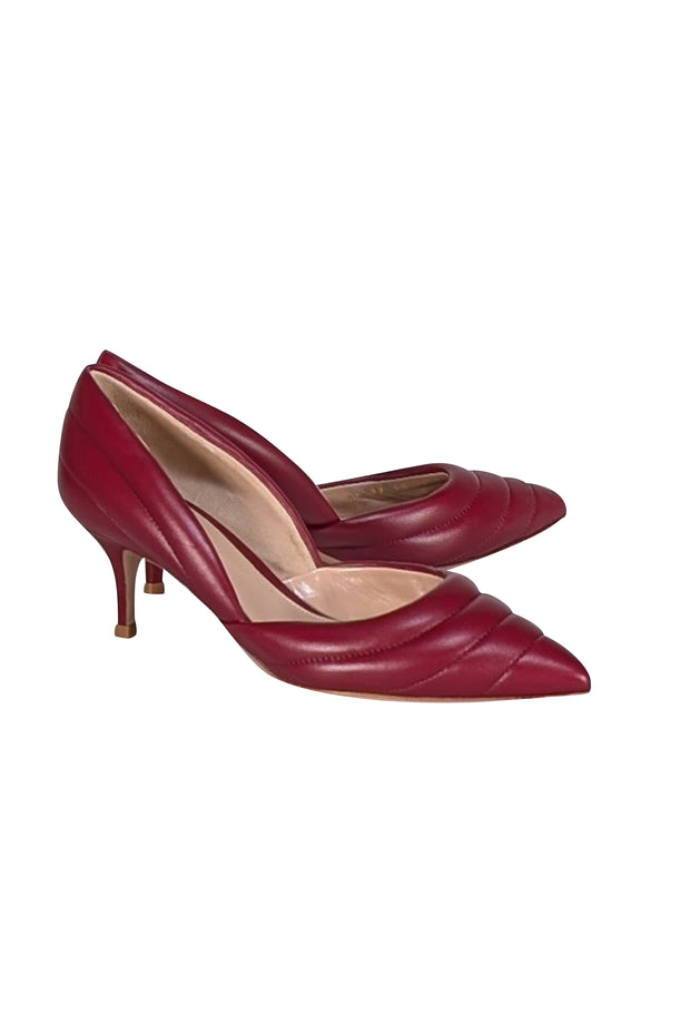 Gianvito Rossi - Dark Red Leather Pointed Toe Heels Sz 8
