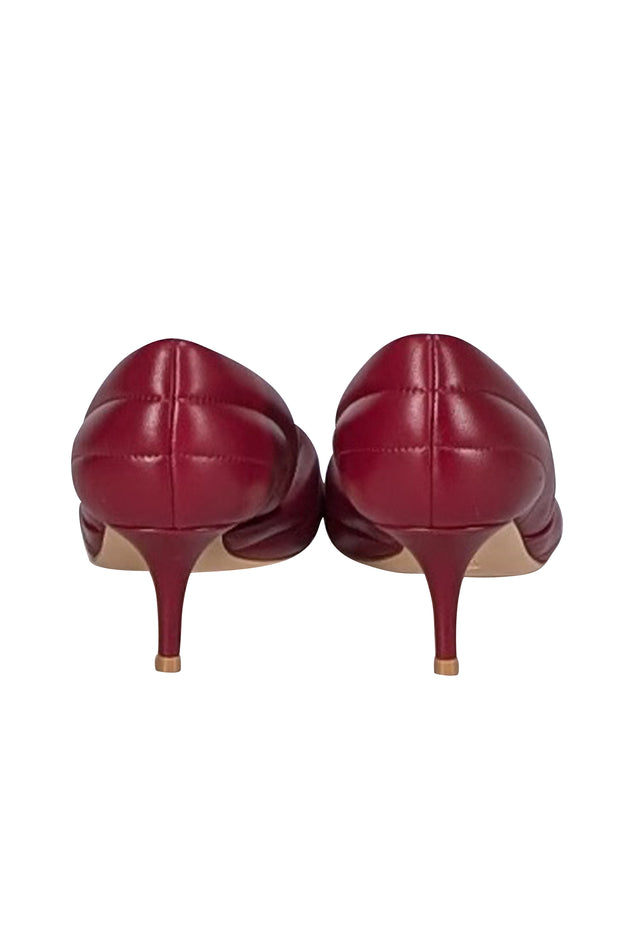 Gianvito Rossi - Dark Red Leather Pointed Toe Heels Sz 8