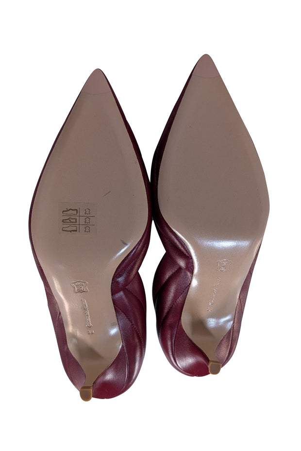 Gianvito Rossi - Dark Red Leather Pointed Toe Heels Sz 8