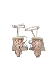 Cult Gaia - Cream Strappy Raffia Sphere Heeled Sandals Sz 6.5 - Current Boutique