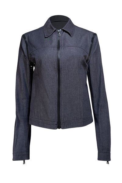 Miu Miu - Black Denim Zip Up Jacket Sz 6