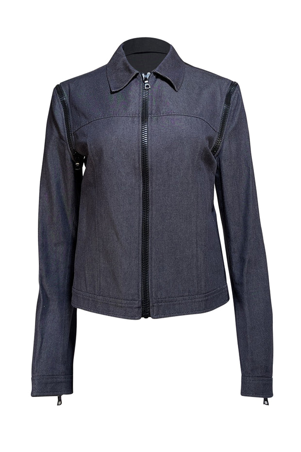 Miu Miu - Black Denim Zip Up Jacket Sz 6