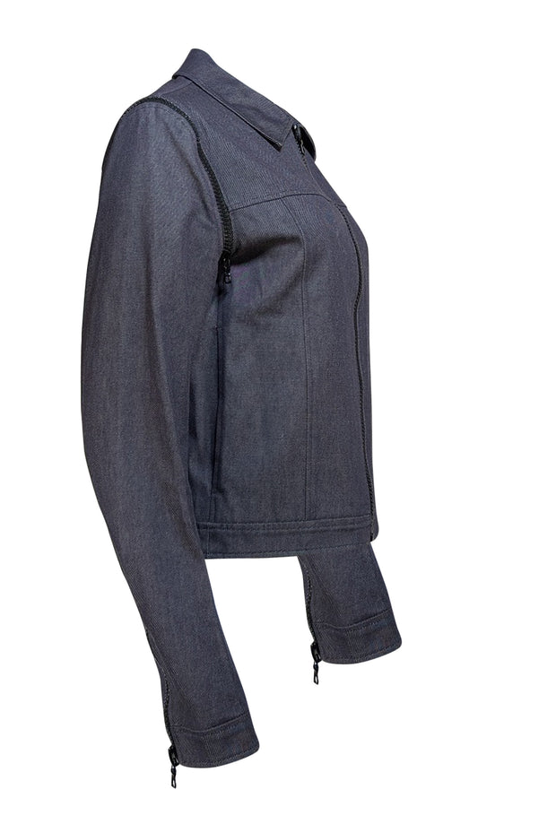 Miu Miu - Black Denim Zip Up Jacket Sz 6