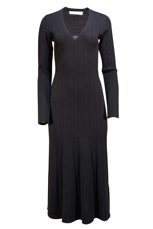 Equipment - Dark Navy Wool & Cashmere Blend Ribbed Knit Midi Dress Sz S - Current Boutique