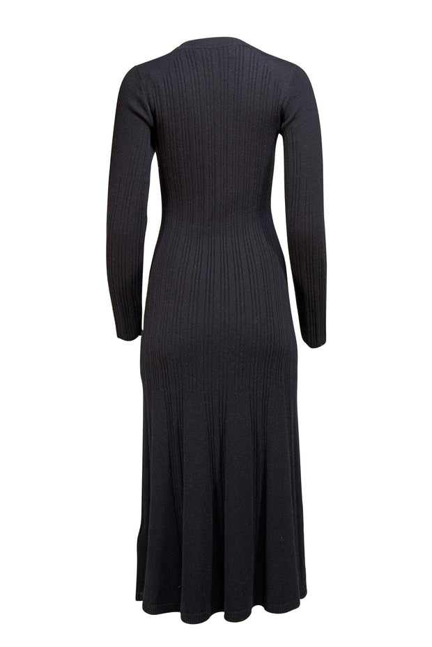 Equipment - Dark Navy Wool & Cashmere Blend Ribbed Knit Midi Dress Sz S - Current Boutique