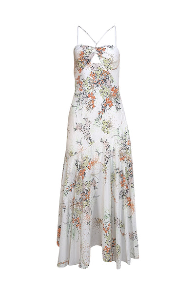 Equipment - White, Orange, Green, & Black Floral Sleeveless Maxi Dress Sz 6