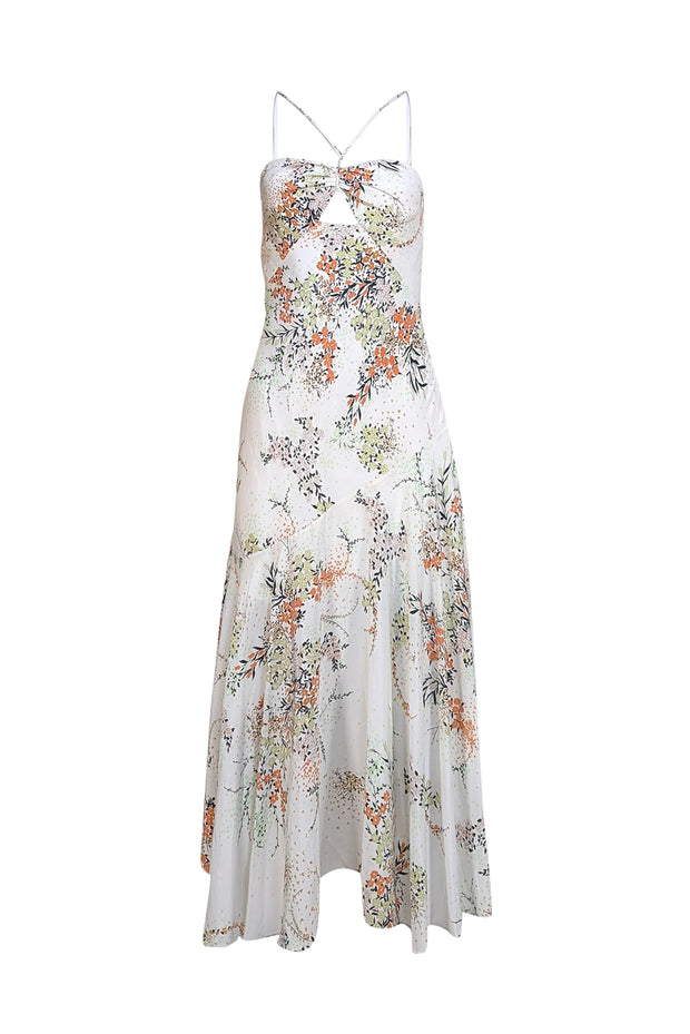 Equipment - White, Orange, Green, & Black Floral Sleeveless Maxi Dress Sz 6