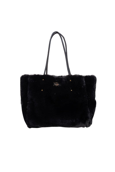 Kate Spade - Black Faux Fur Medium Tote - Current Boutique