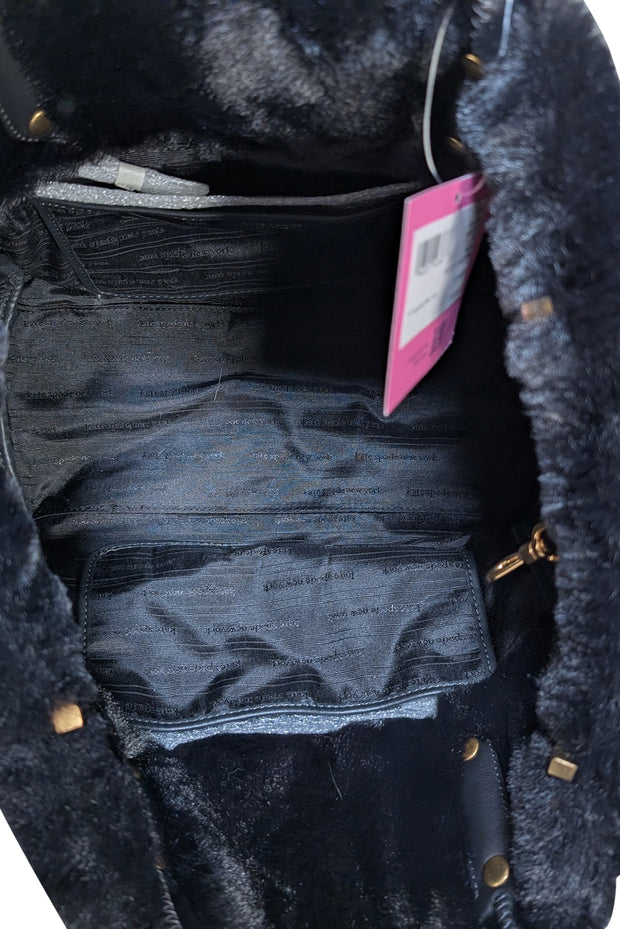 Kate Spade - Black Faux Fur Medium Tote - Current Boutique