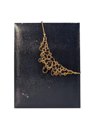 Brooks Brothers - 14K Gold Plated Genuine Tigers Eye Topaz Glass Statement Necklace - Current Boutique