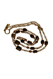 Brooks Brothers - 14K Gold Plated Metal Necklace w/ Genuine Tigers Eye Topaz Glass - Current Boutique