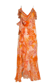 Camilla - Orange, Cream, & Red Print "Dragon Mother" Wrap Dress Sz XS