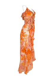 Camilla - Orange, Cream, & Red Print "Dragon Mother" Wrap Dress Sz XS