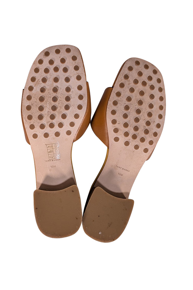 Tory Burch - Tan Leather Bombe Miller Slide Sandals Sz 10 - Current Boutique