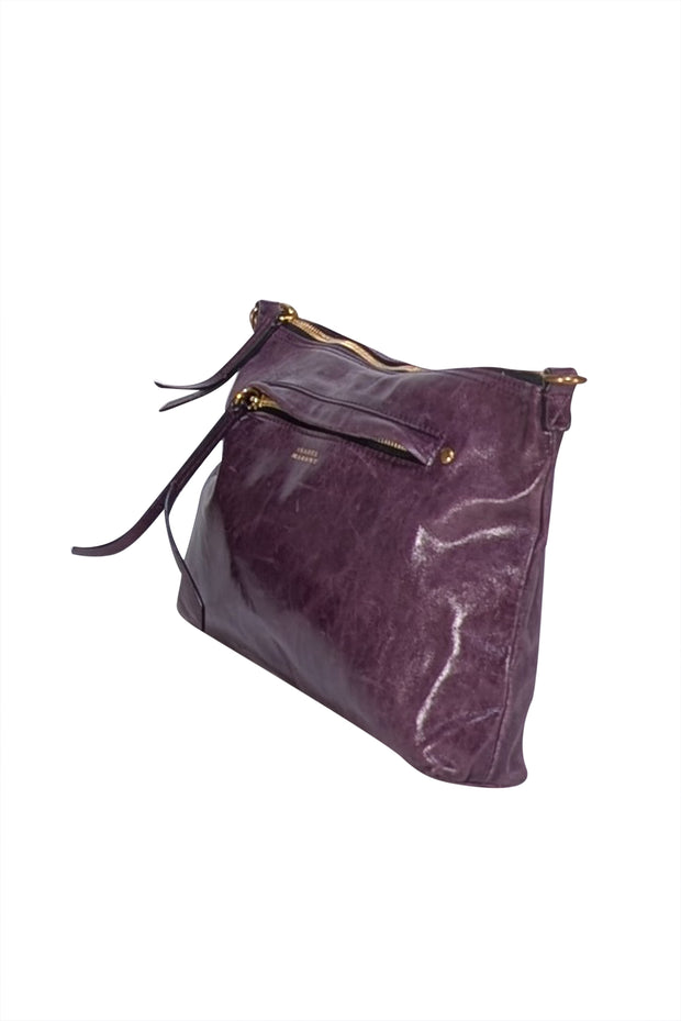 Isabel Marant - Dark Purple Leather " Nessa" Crossbody Bag - Current Boutique