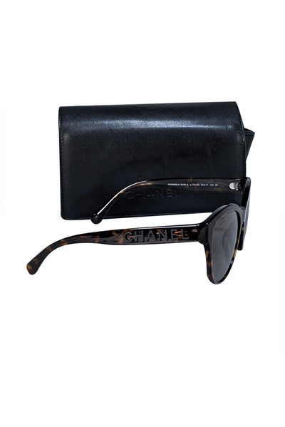 Chanel - Brown Tortoise Shell Print Sunglasses - Current Boutique