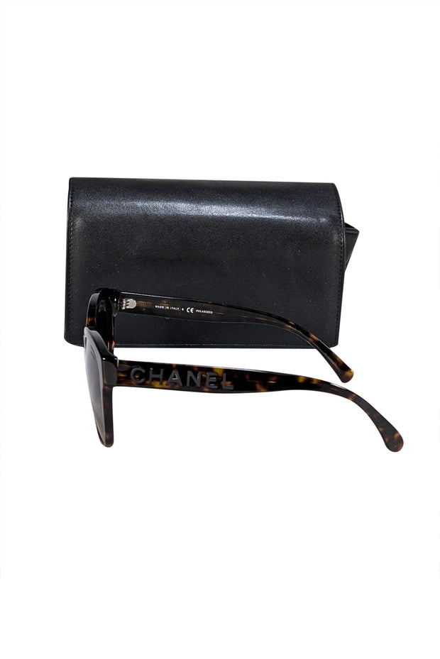 Chanel - Brown Tortoise Shell Print Sunglasses - Current Boutique