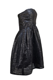 Shoshanna - Black Faux Leather Dotted Textured Strapless Dress Sz 4