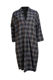 Vince - Army Green and Black Plaid "Easy Pullover" Dress Sz S