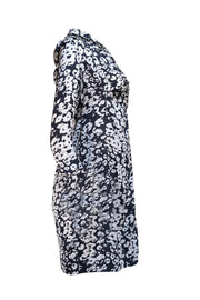 Lafayette 148 - Black & White Large Leopard Print Wrap Dress Sz M