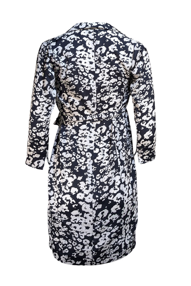 Lafayette 148 - Black & White Large Leopard Print Wrap Dress Sz M