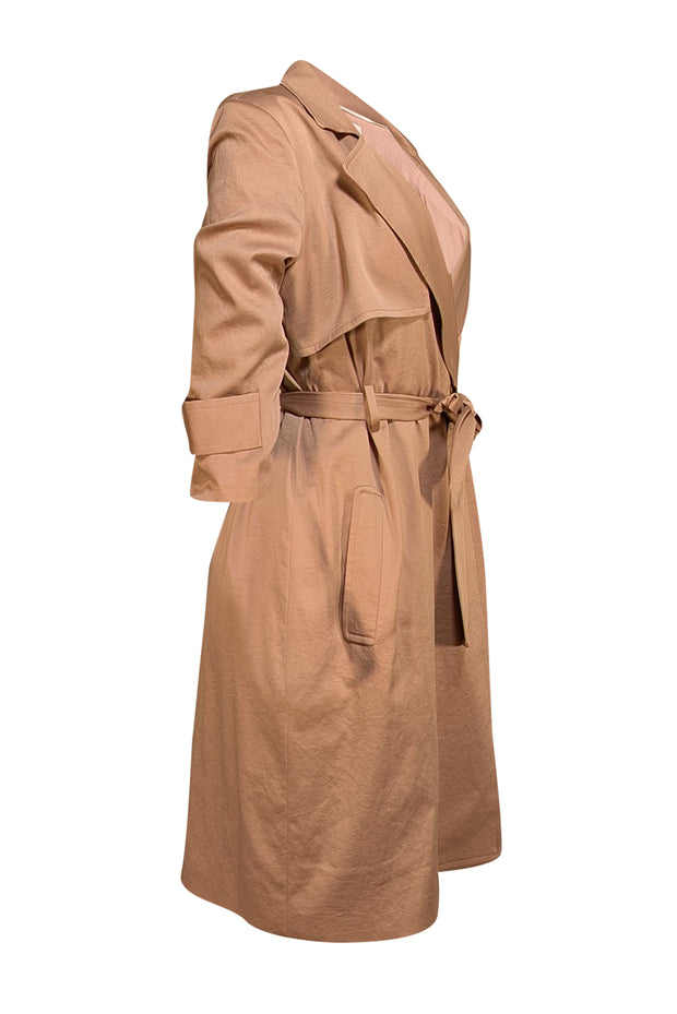 Halston Heritage - Khaki Satin Midi Trench Coat Sz L