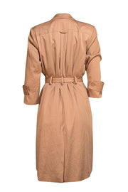 Halston Heritage - Khaki Satin Midi Trench Coat Sz L